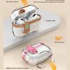 KEYSION Plating Transparent Earphone Case for AirPods Pro 3 TPU+PC Shockproof Phone Stand Hook Headphone Cover for AirPods Pro 3