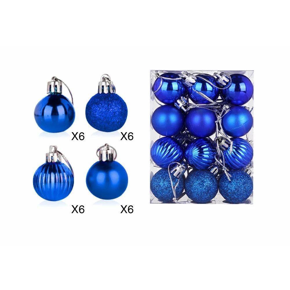 24Pcs 30mm Christmas Tree Balls Small Bauble Hanging Home Party Ornament Decor Xmas Small Bauble New Year Supplies
