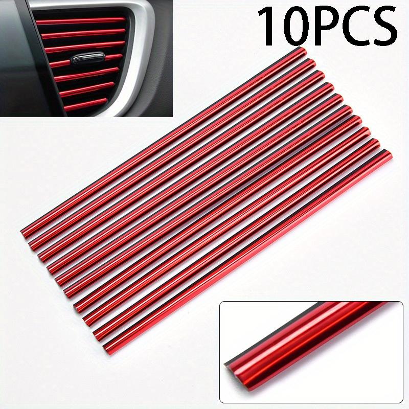

10 Pcs 20cm U-Shaped Chrome PVC Colorful Shiny Trim Strips for Car Air Conditioner Vent Outlets – Ideal for Car Decoration