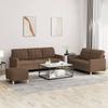3 Piece Sofa Set with Cushions Brown Fabric
