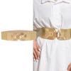 Simple Elastic Wide Waist Belt For Women Gold Metal Hook Buckle Waistband For Everyday Wear Formal Outfit All Matching