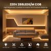 220V COB Neon Strip 288LEDs/m Purple White Blue Red Green IP67 Waterproof Ribbon Light With Switch EU Plug Lighting Garden/Home