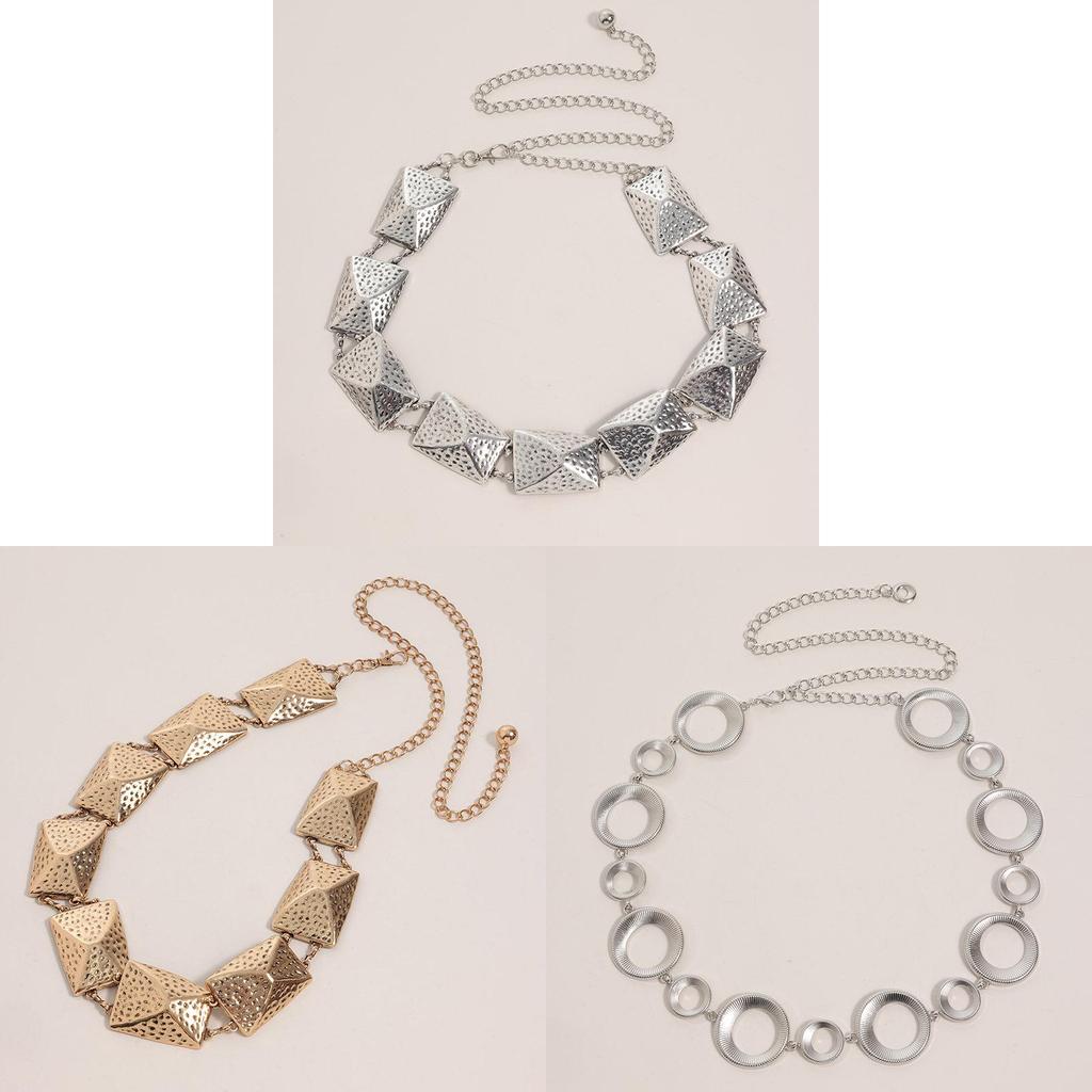 Geometric Metal Waist Chain With Hook Closure For Fashion Women Spring