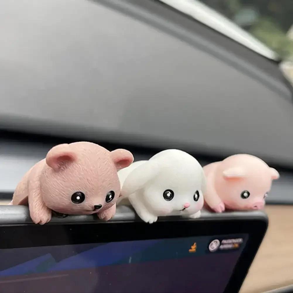 

Creative Resin Car Center Console Navigator Screen Lying Panda Animal Decoration Computer Display Koala Model Pig Bear Toy Gift