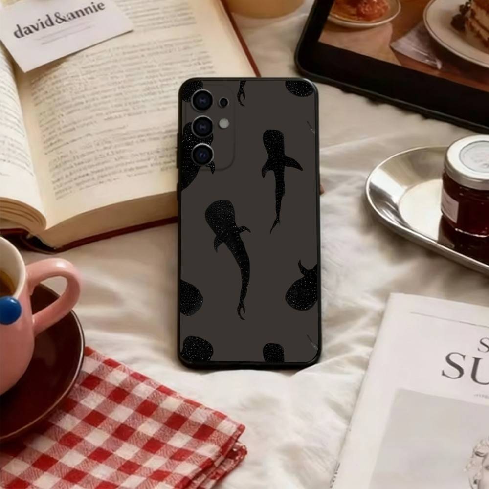 Whale Pattern Phone Case For Samsung S25,S24,S21,S22,S23,S30,Ultra,S20,Plus,Fe,Lite,Note,10,Soft Black Cover