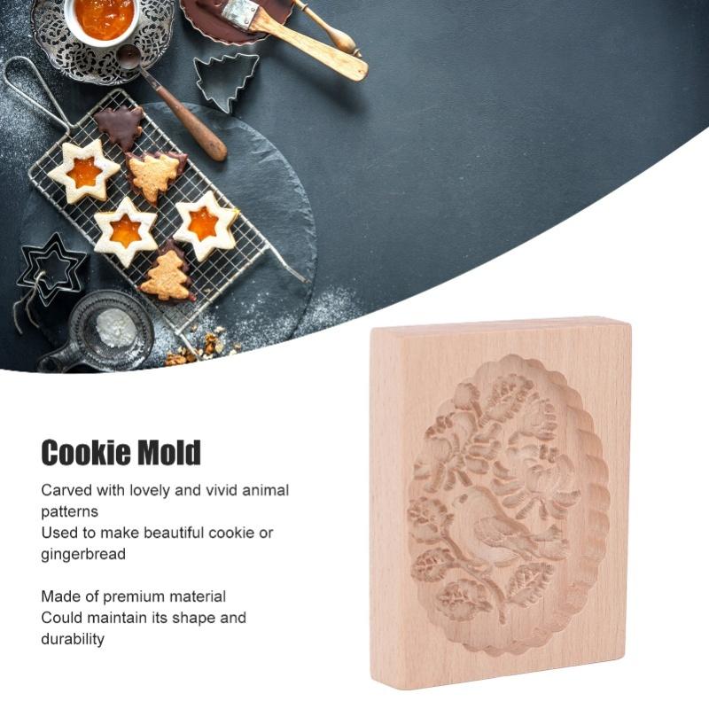 Animal Cookie Mold Lovely Vivid Wooden Biscuit Press Stamp Easy Demoulding Smoothly Cookie Mold Titmouse