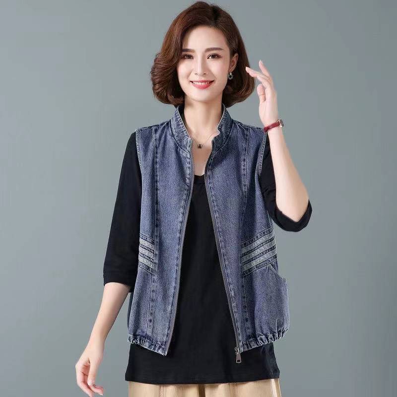 

Джинсовый жилет женский весенне-летний жилет без рукавов с большими карманами, свободная куртка XXXL синий