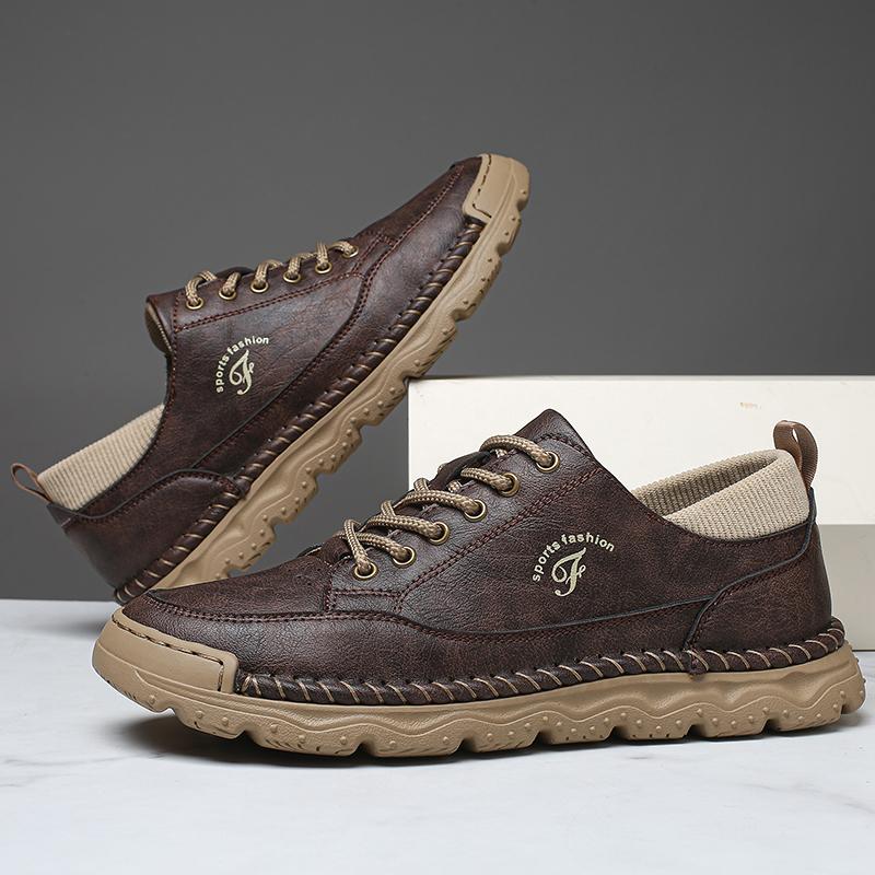 

Brand Versatile Casual Leather Shoes Quality Non Slip Soles Comfortable Men s Shoes Trendy Handmade Stitching Retro Oxford Shoes 48 темно-коричневого