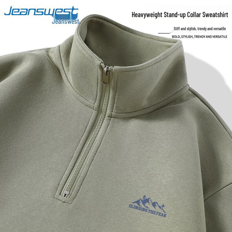 

Jeanswest Men s New 2025 Autumn Half-Zip Printed Heavy Cotton Sweatshirt L