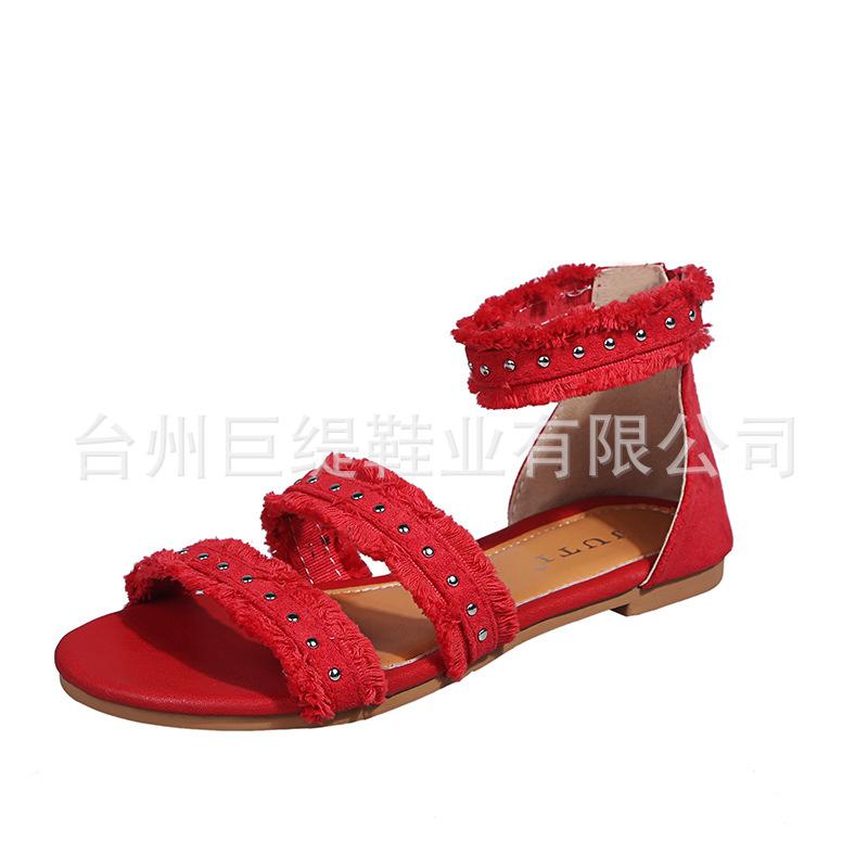 

2021 new summer Amazon wish fairy wind open-toed Roman shoes seaside beach shoes women s sandals 35 красный