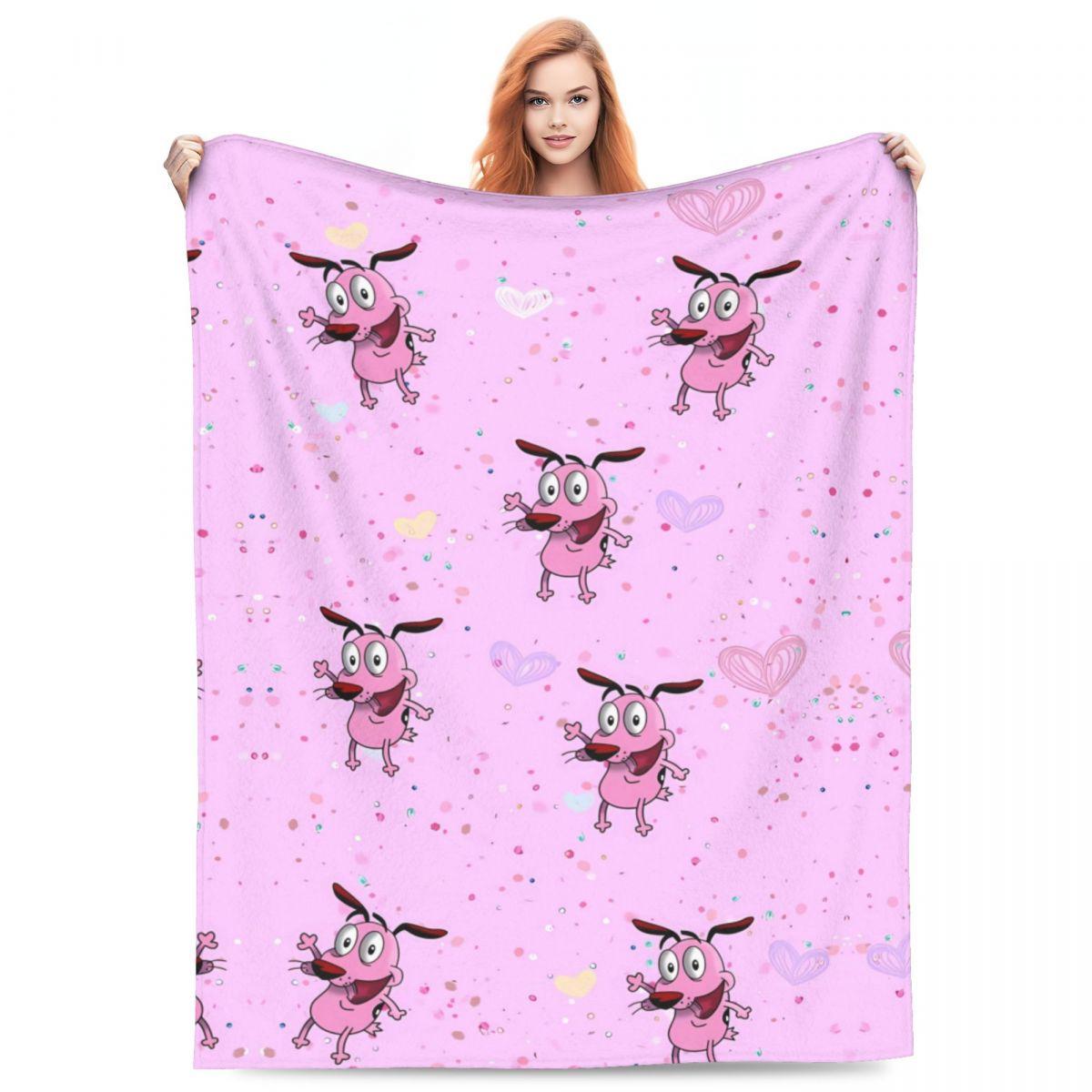 

Warm Soft Blanket Travel Cowardly Dog C-Courage Collage Bedding Throws Flannel Bedspread For Home Decor Aesthetic Sofa Bed Cover 75cmx90cm