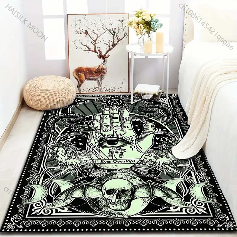 Personalizovaný koberec s potiskem očí a tmavé palmy pro ložnici, obývací pokoj, k posteli, k pohovce, podlahová rohož, moderní domácí dekorace, prostorový koberec