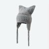 Korean New Hat for Women's Autumn and Winter Solid Color Knitted Wool Hat Cute Cat Ears Winter Warm Ear Protection Hat