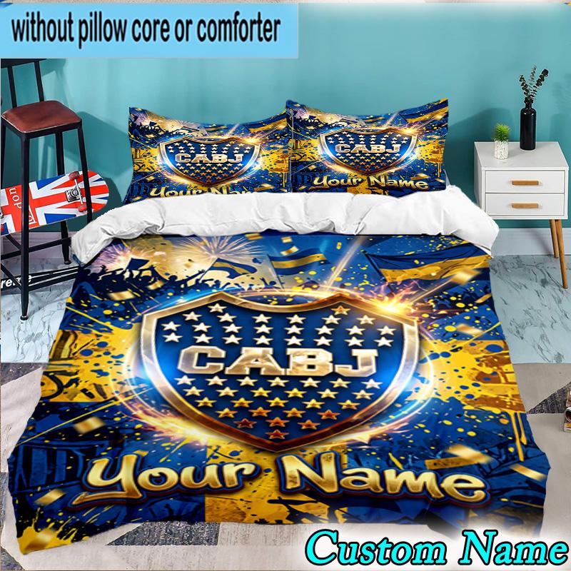 Custom Name Boca Juniors Crest Design 3PCS Bedding Set For Bedroom Dormitory,Including 1pc Duvet Cover And 2pcs Pillowcases Large size Fan gift