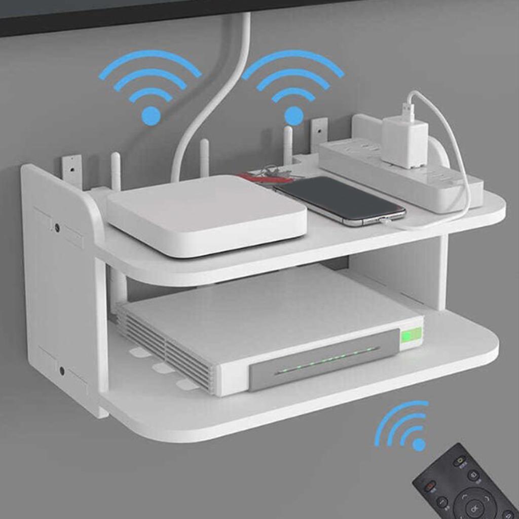 Router Shelf Wall Mount Punch Free WiFi Storage Set Top Box Stand for Living Room Bedroom