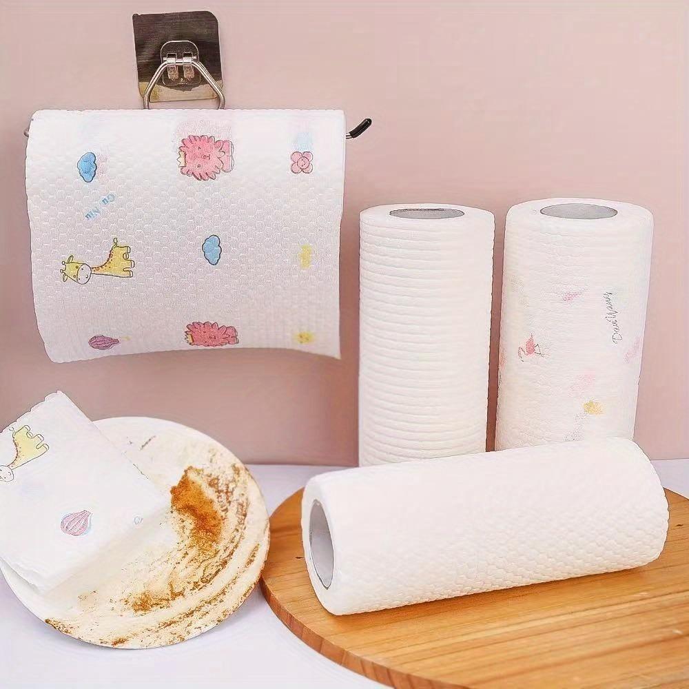100/400-Sheet Reusable Cleaning Cloths - Random Print Lazy Rags, Degreasing Washable Dry&Wet Wipes, Kitchen Paper