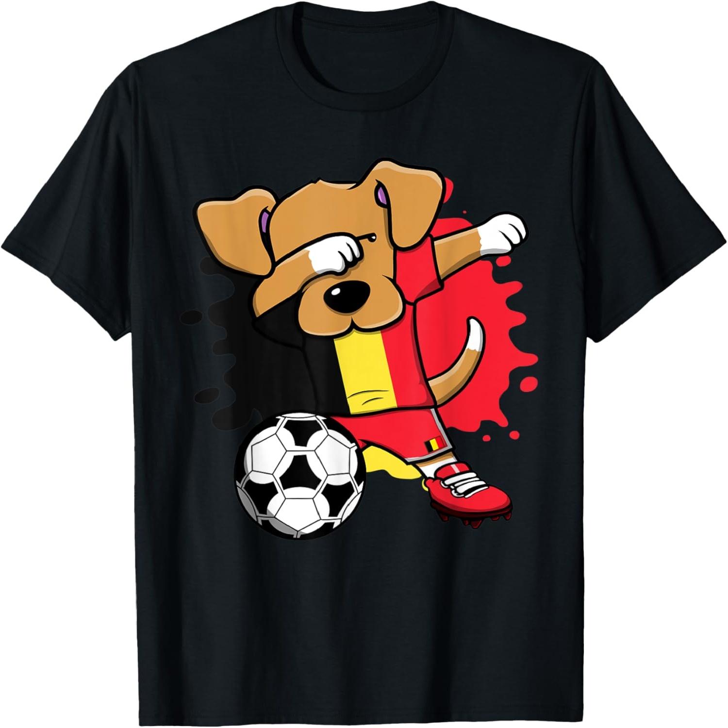 Dabbing Dog Belgium Soccer Fans Jersey Belgian Football T-Shirt S