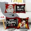 Santa Elk Cushion Cover Red Plaid Little Angel Print Cushion Cover Holiday Sofa Cushion Cover