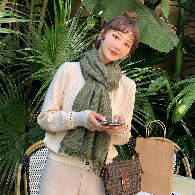

Cotton and linen scarf women s spring 2025 new hair beard edge solid color sunscreen shawl women s gauze cover 90*180CM армия зеленый