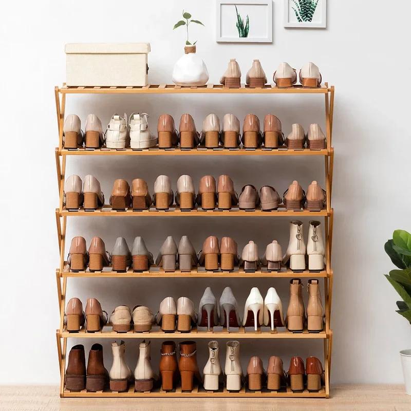 Mehrschichtiges einfaches Schuhregal Holz Klappschuhschrank Schlafsaal-Organizer Staubdichte Eingangslagerregale Heimdekoration