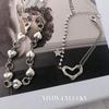 Korean Geometric Heart Bracelet: Retro Fashion for Women