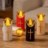 Resuable Christian Cross Candles Creative Portable LED Flameless Candles with Lampshade Waterproof Electronic Candle Light