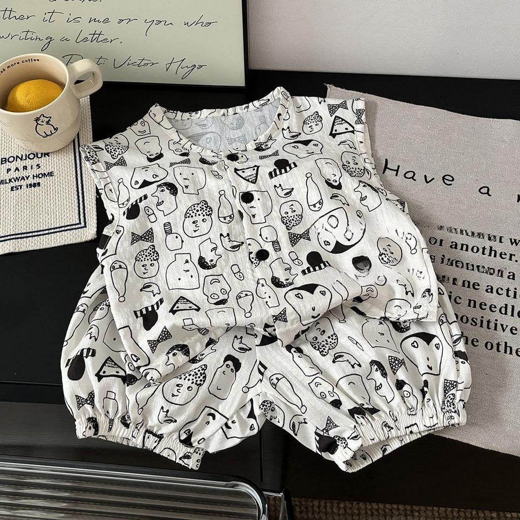 Children's Summer Outfit Summer Vest Set Cartoon Anime Shorts Summer Two-piece Set