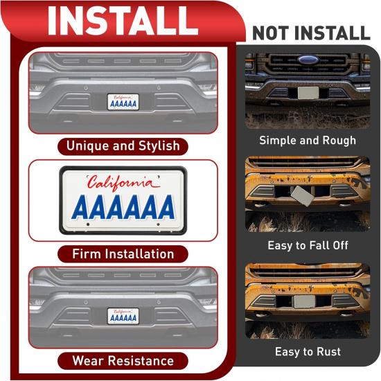 Front License Plate Bracket Compatible with 2021-2023 Ford F150 3.3L 5.0L Bumper License Plate Holder Frame Replacement for ML3Z17A385AB FO1068185