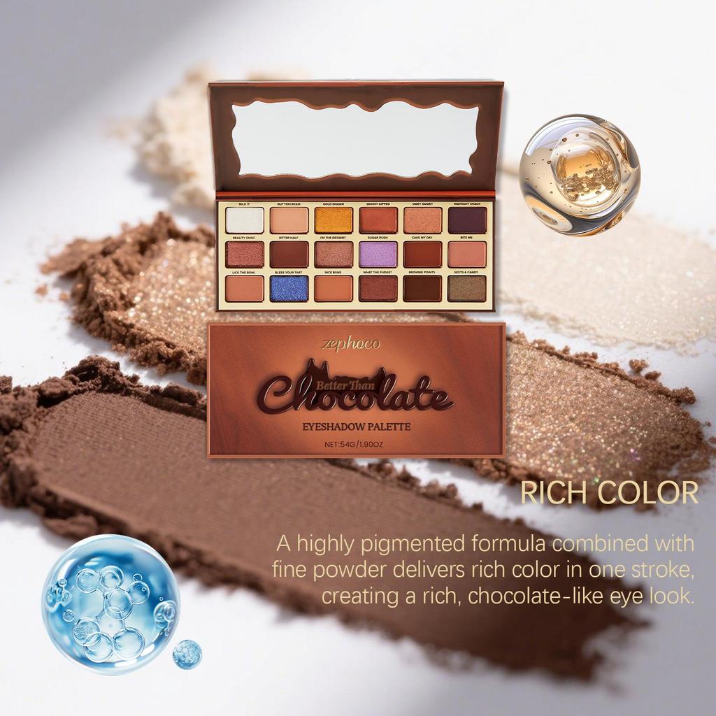 Chocolate Eyeshadow Palette Matte Shimmer Neutral Brown Tones Makeup Palette Highly Pigmented Daily Wear Makeup Cool Tones