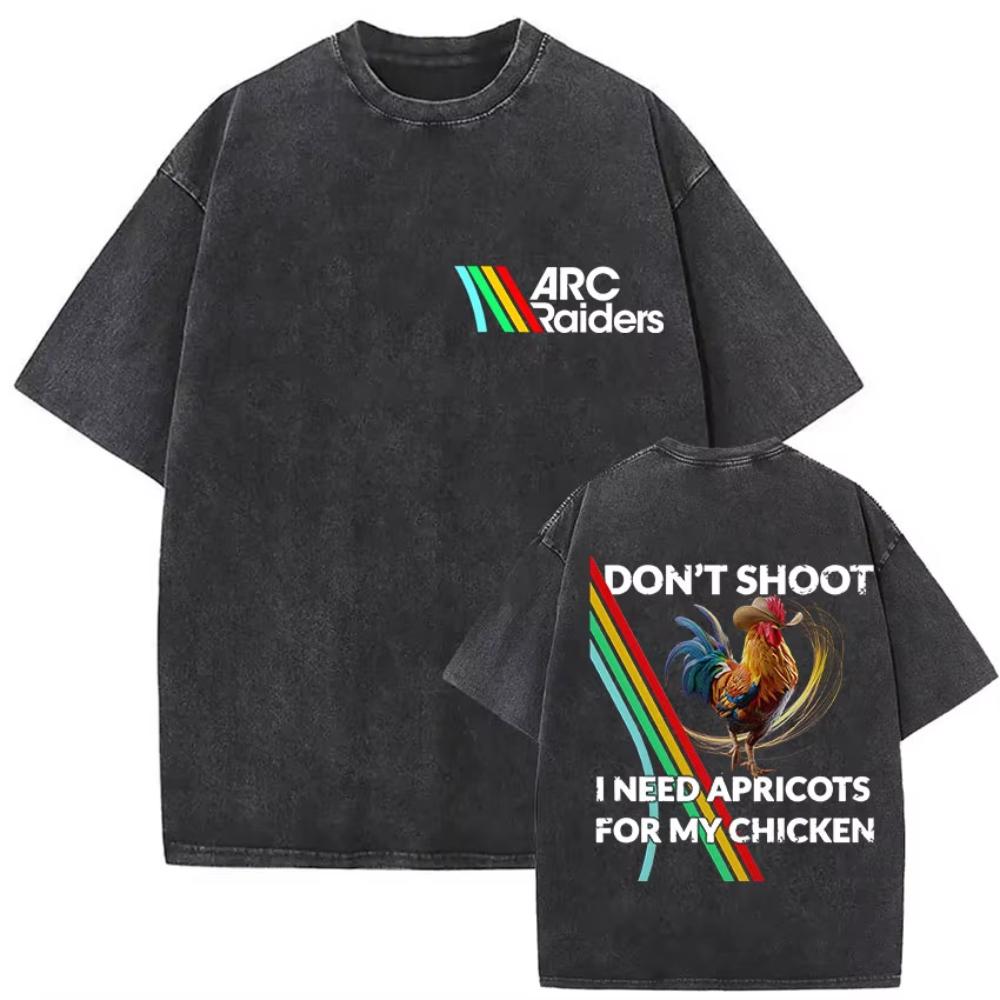 Vintage Washed Game ARC Raiders Graphic T Shirt Men's Cosplay Gothic Short Sleeve T-shirts Casual High Quality Tshirt Streetwear
