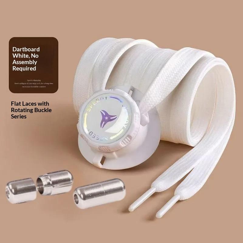 Automatic Shoelaces Swivel Buckle No Tie Laces Widened Flat for Sneakers Lazy Shoelace Fastening Accessory Adults Kids Unisex