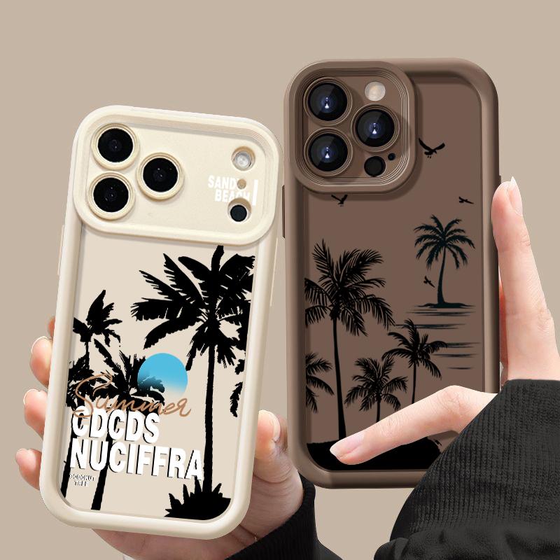 Custodia Creativa con Motivo Tramonto Cocco per iPhone 17 Pro Max 17e 16e Cover Bumper Morbida in Silicone Antiurto per iPhone 16 15 14 13 Pro Max 11