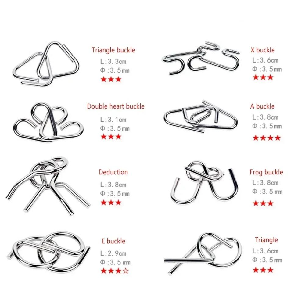 8Pcs/Set Metal Montessori Puzzle Wire Mind Brain Teaser Puzzles Children Adults Interactive Game Reliever Educational Toys