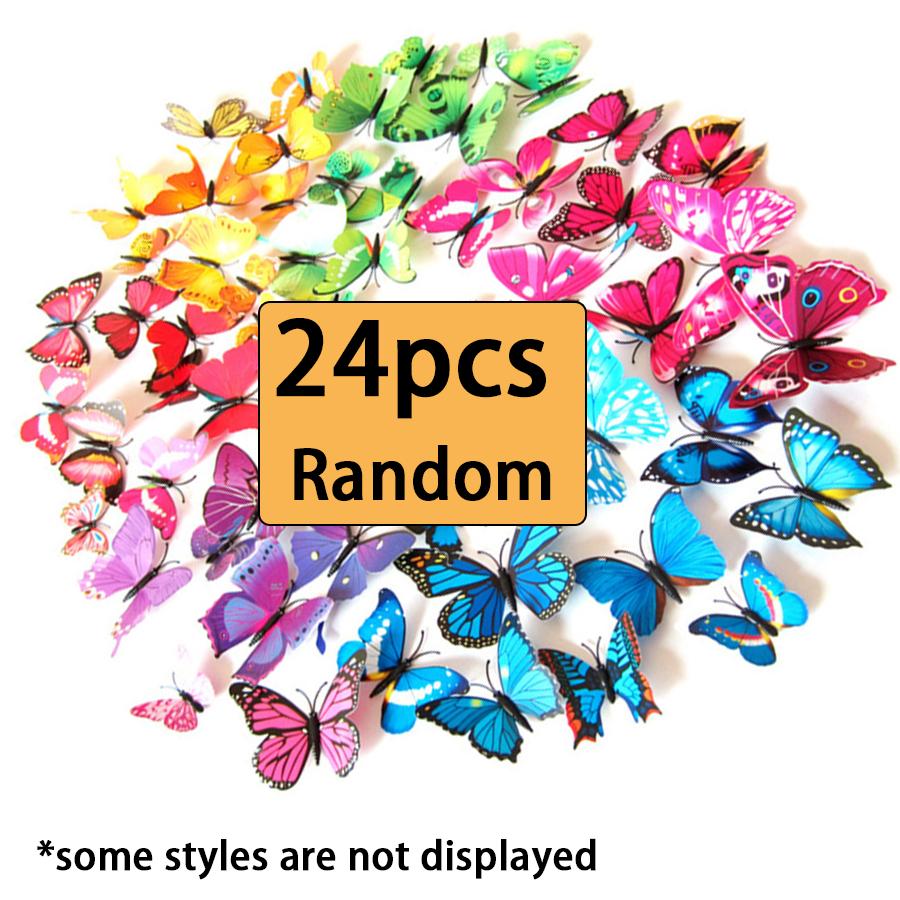 24/48pcs Butterfly Magnetic Refrigerator Sticker Simulation Wall House Living Room Kitchen Decoration DIY Magnet Supplies XJM