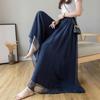 Women's Chiffon Wide Leg Pants Temperament Silky Chiffon Lined Wide Leg Skirt Pants