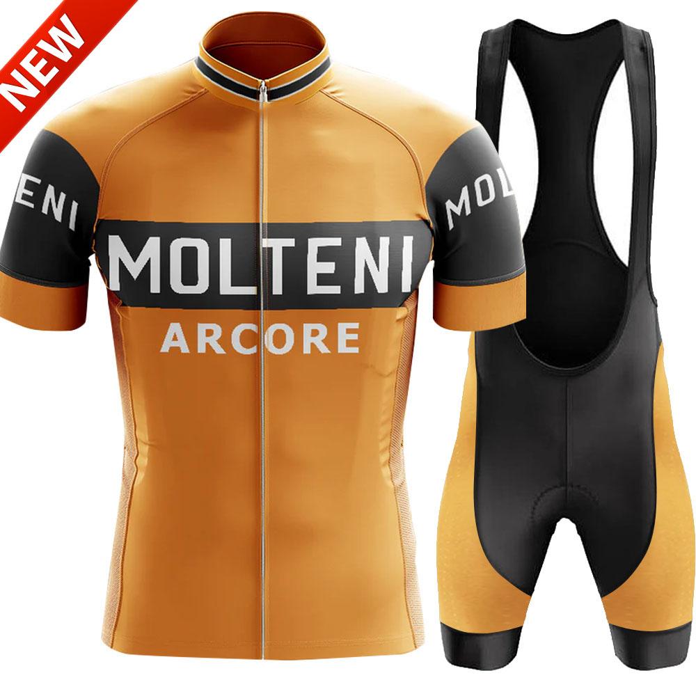 Retro Classic Molteniful-Team Cycling Jersey Set Summer Clothing Kits Men Road Bike Shirt Suit Bicycle Bib Shorts