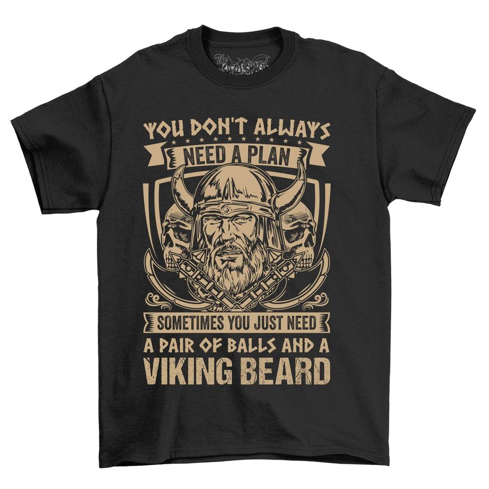 'Viking Beard Wisdom'' Graphic Tee: Unleash the Unplanned Viking Spirit! Funny