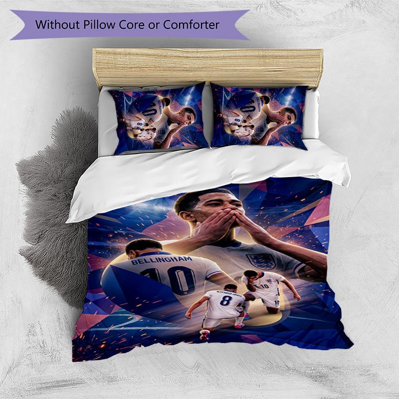 Set Lenzuola 3 Pezzi Stampato Jude Bellingham Traspirante Copripiumino con Federe Biancheria da Letto Decorativa per Camera da Letto Casa