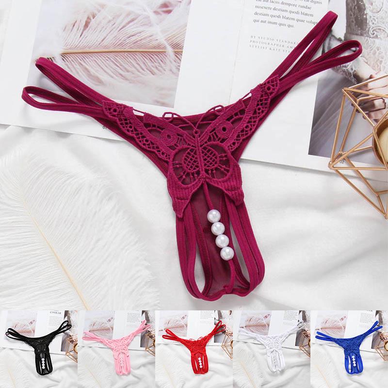 Women Solid Gstring Opening Crotch Thong Panties Brief Lingerie Underwear Sexy