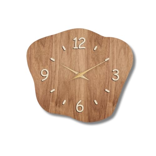 

Stylish Nordic-inspired wall clock with a floral design, frameless design, and a cute natural solid wood panel. Features 3D numerals and continuous se