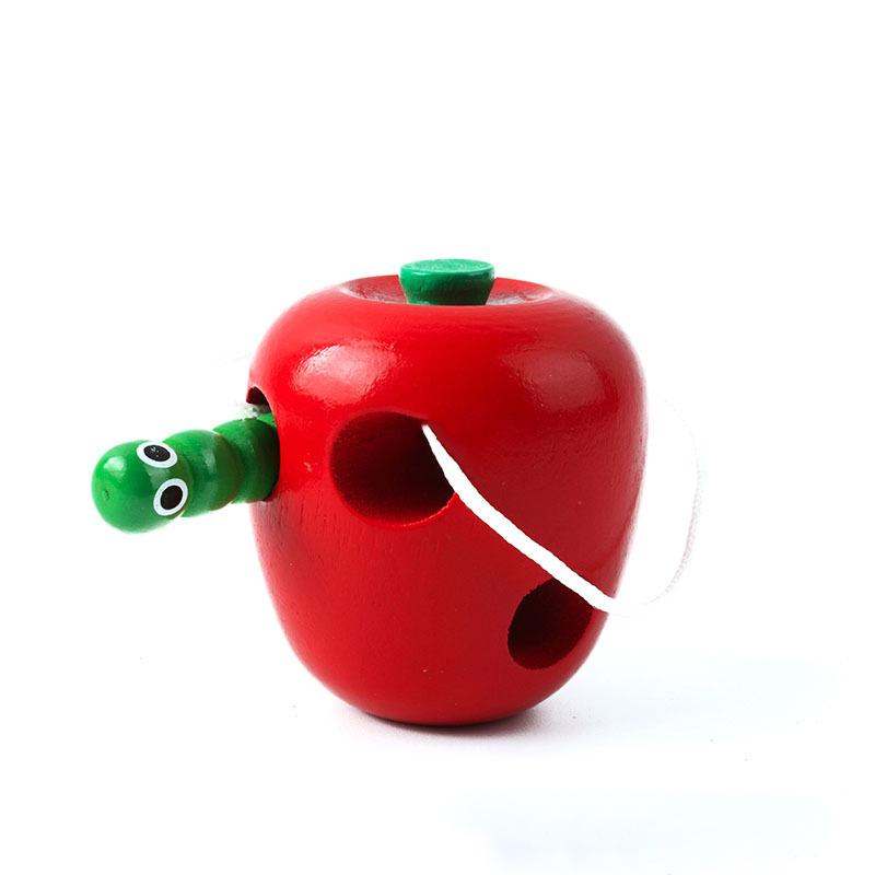 Montessori Toy Worm Eat Fruit Wooden Puzzle Toy Kids Fingers Flexible Training Twisting Worm Educational Toys For Children Gifts