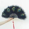 Handheld Folding Hand Fan Soft Thick Feathers Feather Dance Fan Peacock Feather Fan  Party