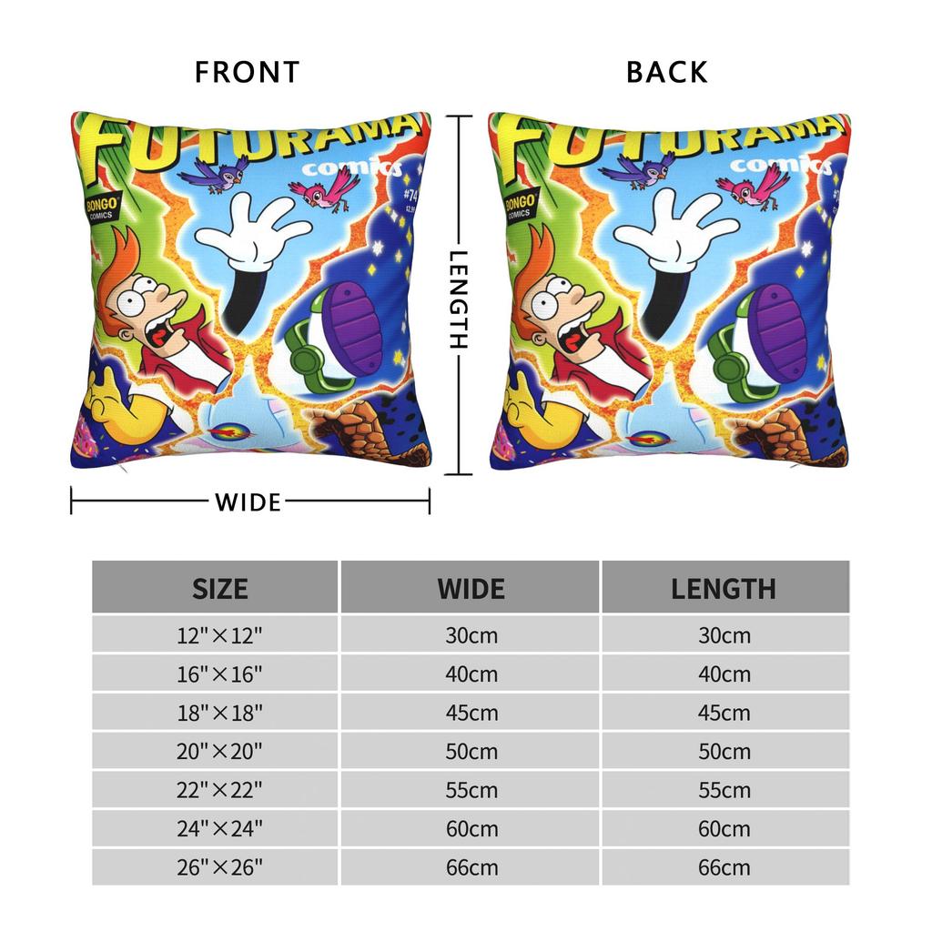 Futuramas Cartoon Comic Pillowcases Merch Soft Cushion Cover Gift  Pillow Case Cover Living Room Multiple Sizes
