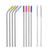 Elegant And Durable 8 Pcs Stainless Steel Metal Drinking Straws With Silicone Tips