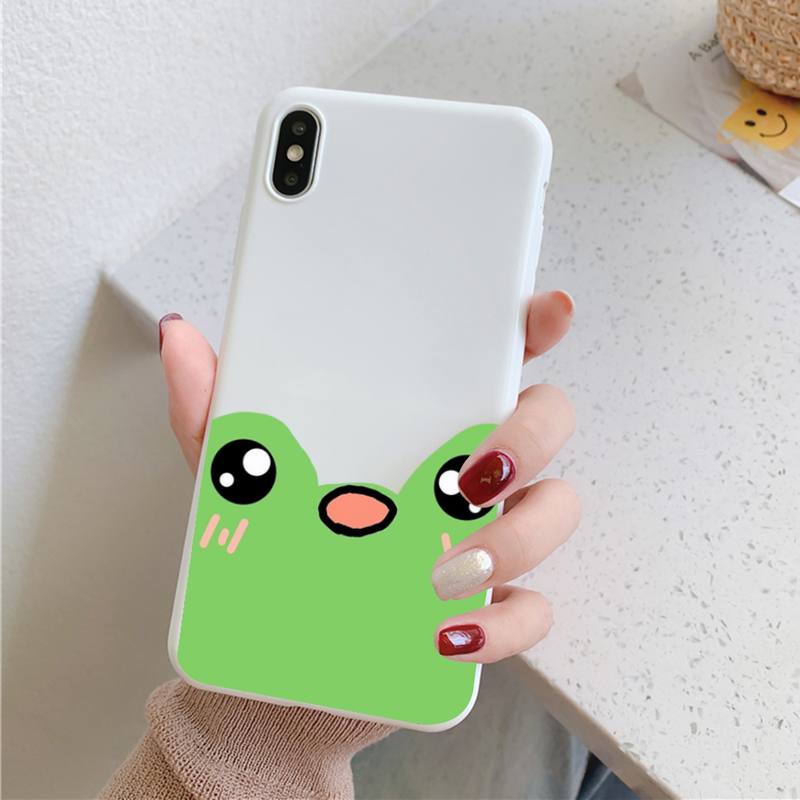 Cute Cartoon Frog Phone Case for iPhone 11 12 13 Mini Pro Xs Max 8 7 6 6S Plus X XR Solid Candy Color Case