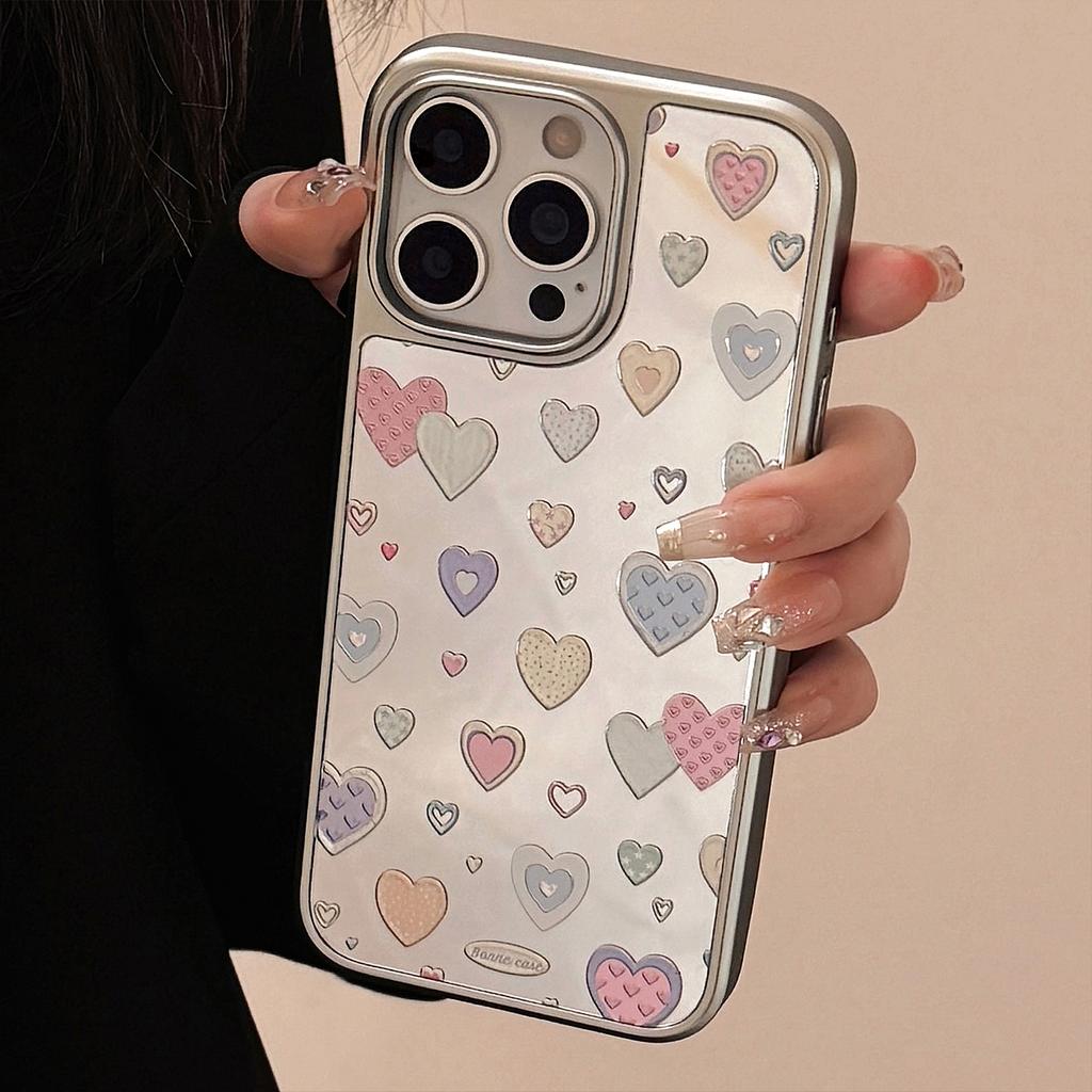 Gilded Mirror Suitable for 16 Apple 15 Promax Mobile Phone Case Iphone14 Color Love 13 Electroplating 11 Huawei