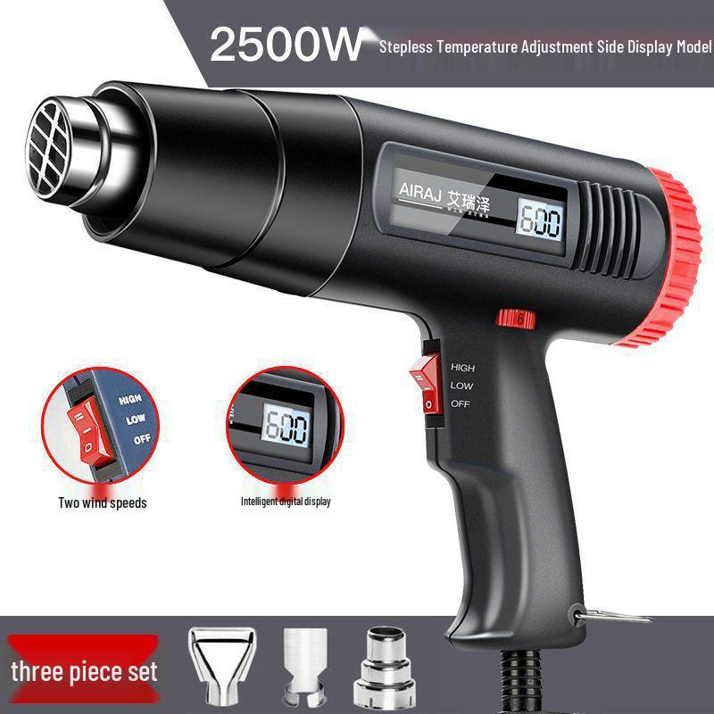 Adjustable Temperature Electric Heat Gun with Digital Display - High Power for Baking, Car Wrapping, and Heat Shrink Film