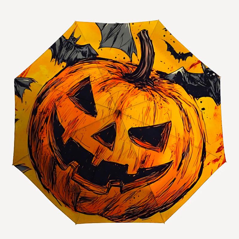

1pc Halloween Pumpkin Automatic Open/close Folding Umbrella, Compact Portable Travel Umbrella,Durable Construction yy250814196