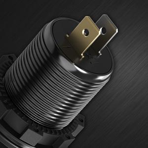 Car USB Charger Socket Metal 60W Car Charger 12V 24V USB Outlet PD USB-C & Two QC3.0 Ports Touch Switch for Boat Marine