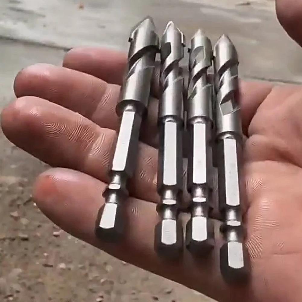 3/4 Pcs High-Strength Eccentric Twist Drill Bit 6mm/8mm/10mm/12mm Masonry Drill Bits Metal Twist Drill Bits for Glass/Tile/Wood